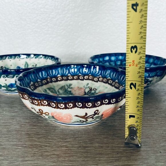 Boleslawiec Polish Pottery Ceramic Floral Trinket Bowl Dish - Picture 4 of 4